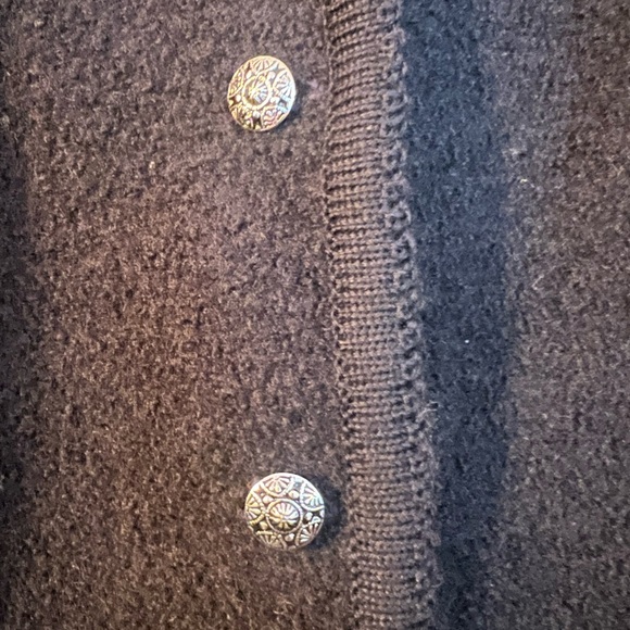 ORVIS Women's Boiled Wool Sweater BLACK Cardigan Silvertone Button Front Size 16 - Picture 4 of 6